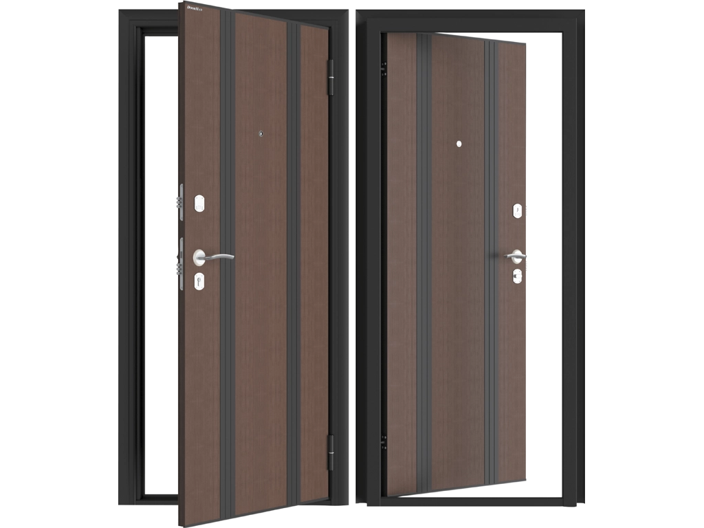 Дверь DoorHan/980/2050/ЛамиСтайл (S)/ст.сим/гл/Антик медь/ПВХ Венге/правая/с угл.рамой/сер./кл-верт